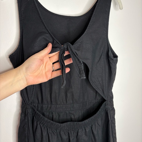 Gap Linen Tie Back Dress Black Short Sundress Sleeveless Resortwear Summer M - Picture 8 of 13